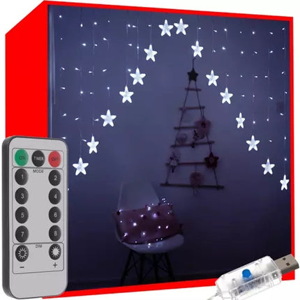 Gaismas aizkars 136LED USB vēsi balts KŚ19740