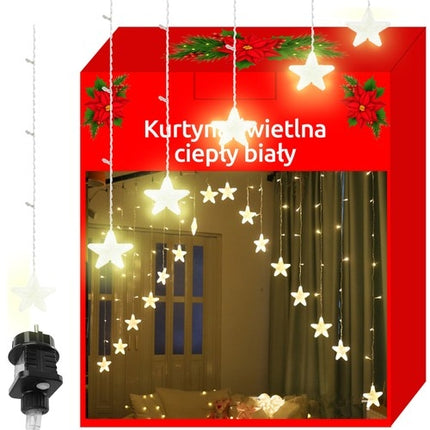 Gaismas aizkars 136LED - silti balta 31V KŚ11337