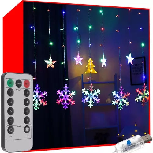 Gaismas aizkars 138 LED USB daudzkrāsains KŚ19742