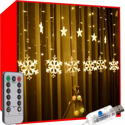 Gaismas aizkars 138 LED USB silti balta KŚ19746