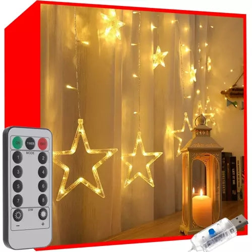 Gaismas aizkars 138LED USB - silti balta KŚ19750