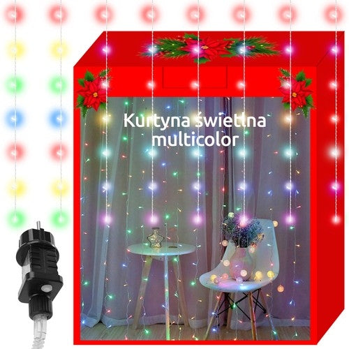 Gaismas aizkars 300 LED - daudzkrāsains 31V KŚ11331