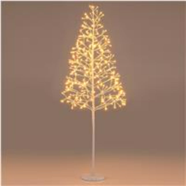 Izgaismota bērza egle 120 cm, 240 silti baltas gaismas diodes, atsvarota pamatne