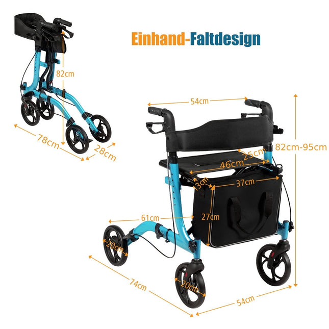 Viegls, salokāms rollators, regulējams augstums, zils