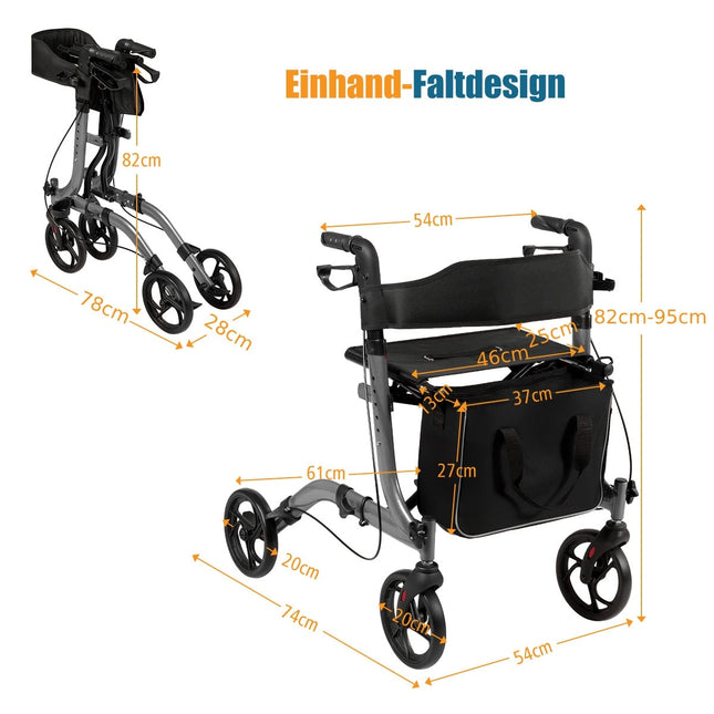 Viegls, salokāms rollators ar regulējamu augstumu