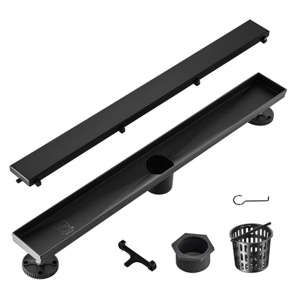 Linear Shower Drain 610mm, 304 Stainless, Tile Insert, Black