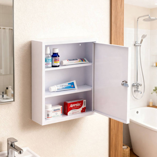 Slēdzams medicīnas skapītis - 3 nodalījumi, stiprināms pie sienas