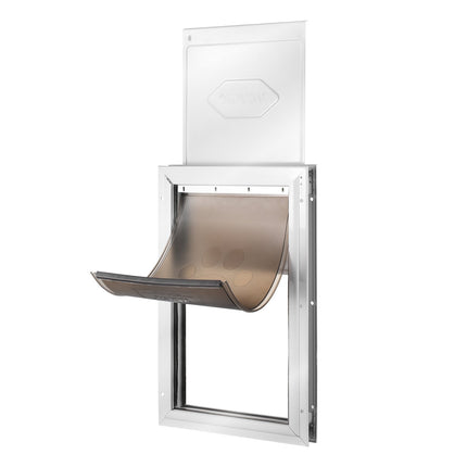 Lockable Pet Door, 8.27 x 11.93 in Aluminum Frame, Magnetic Flap, White