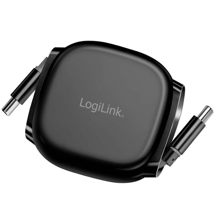 LogiLink ievelkams USB-C kabelis 1 m, 60 W ātra uzlāde, melns, magnētiskie gali