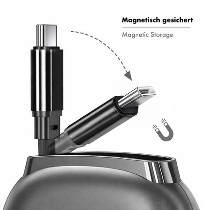 LogiLink ievelkams USB-C kabelis 1 m, 60 W ātra uzlāde, melns, magnētiskie gali