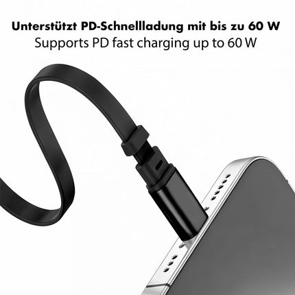 LogiLink ievelkams USB-C kabelis 1 m, 60 W ātra uzlāde, melns, magnētiskie gali