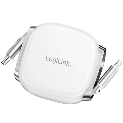 LogiLink ievelkams USB-C kabelis 1 m, 60 W ātra uzlāde, balts, magnētiskie gali