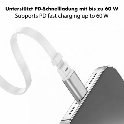 LogiLink ievelkams USB-C kabelis 1 m, 60 W ātra uzlāde, balts, magnētiskie gali