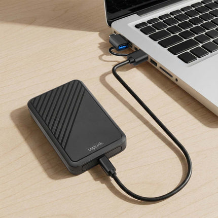 LogiLink USB-C korpuss 2,5 collu SATA HDD/SSD diskam līdz 10 TB, 5 Gbps, melns