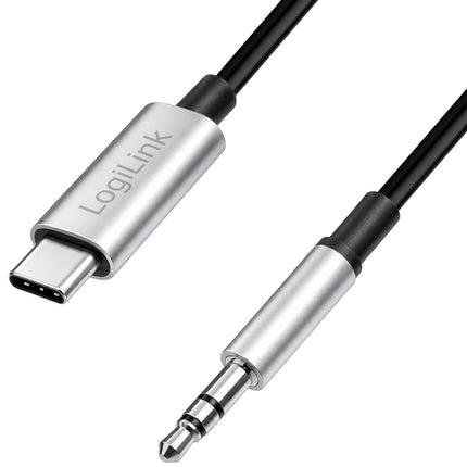 LogiLink USB-C uz 3,5 mm ligzdas audio kabelis ar DAC, 1 m, melns, stereo