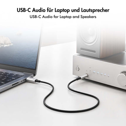 LogiLink USB-C uz 3,5 mm ligzdas audio kabelis ar DAC, 1 m, melns, stereo