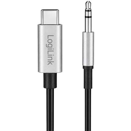 LogiLink USB-C uz 3,5 mm ligzdas audio kabelis ar DAC, 1 m, melns, stereo