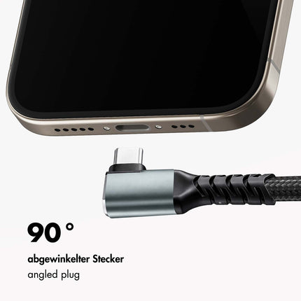 LogiLink USB-C uz USB-C kabelis 2 m, 90° leņķis, 100 W PD, pelēks/melns, 4K 60Hz