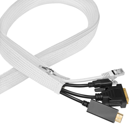 LogiLink Zip kabeļa uzmava 30 mm x 5 m ar 360° aizsardzību, balta, pinuma
