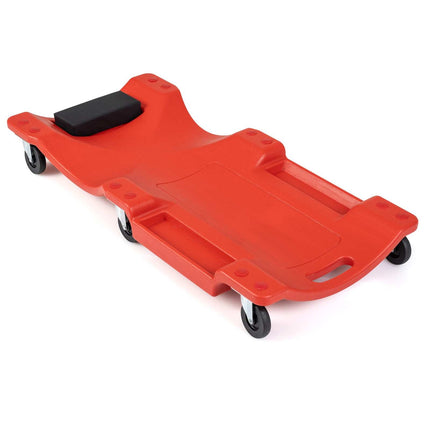 Low Profile Garage Creeper 91 cm with Padded Headrest, Red, 6 Swivel Casters