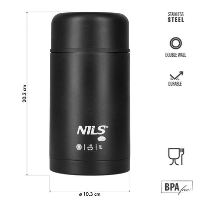 Pusdienu termoss 1000 ml, melns, izolēta kolba