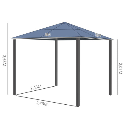 Grezna paviljona dārza paviljona alumīnija ballīšu telts dārza telts ar caurspīdīgu PC jumtu brūna + bēša 300 x 360 x 265 cm |