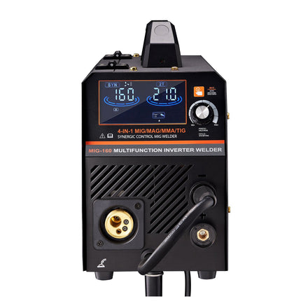 MIG Welder 160A, 4-in-1 Synergic Inverter, LCD