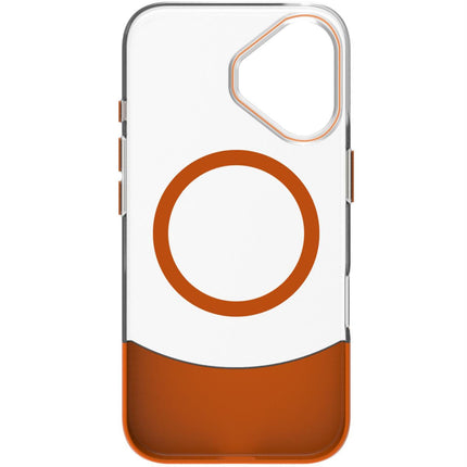 Magdual MagSafe compatible case iPhone 16 Orange + Transparent
