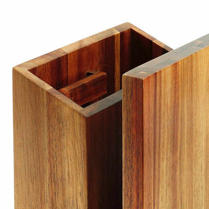 Magnetic Knife Block with Utensil Holder, Acacia Wood, Brown