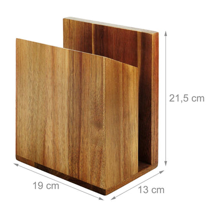 Magnetic Knife Block with Utensil Holder, Acacia Wood, Brown