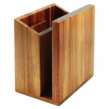 Magnetic Knife Block with Utensil Holder, Acacia Wood, Brown