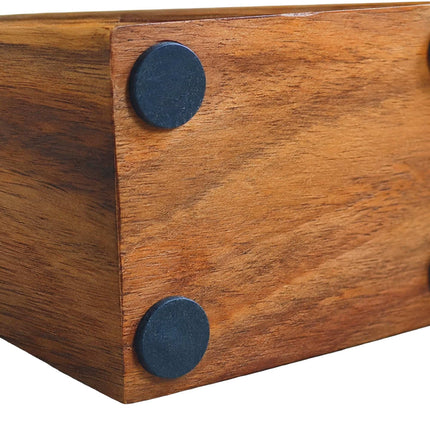 Magnetic Knife Block with Utensil Holder, Acacia Wood, Brown