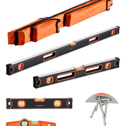 Magnetic Level Set, 4-Piece 10-48 Inch, Lighted Vials