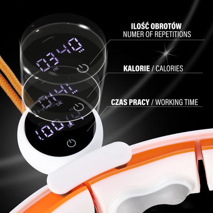 Magnetic Weighted Hula Hoop, TPE, White/Orange, Counter