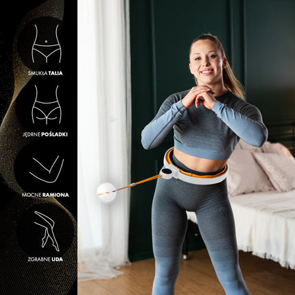 Magnetic Weighted Hula Hoop, TPE, White/Orange, Counter