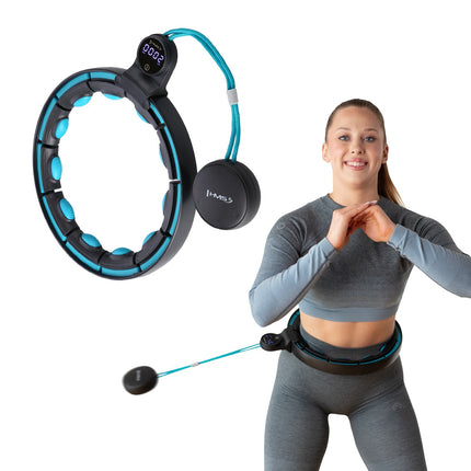 Magnetic Weighted Hula Hoop with Counter, Black/Turquoise