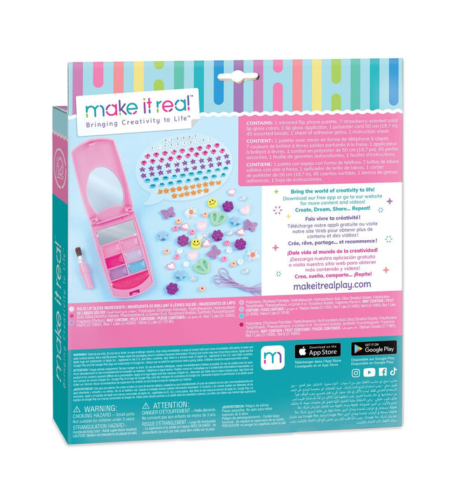 Make It Real Flip Phone lūpu spīduma komplekts un DIY kakla siksniņa