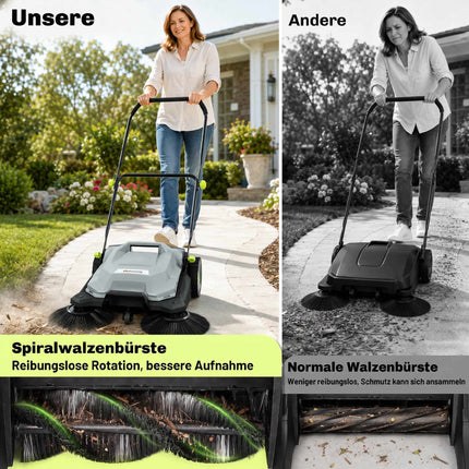 Manuāla grīdas slaucītāja, 68 cm platums, 24 l atkritumu tvertne, regulējams rokturis