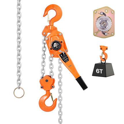 Manual Lever Chain Hoist, 6 Ton, 3 m G80 Chain, Dual Pawl Brake