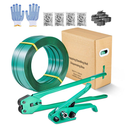 Manual PET Strapping Kit, 5/8 in, 1500 ft Roll, Sealer