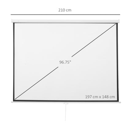 Manuāls projektora ekrāns, 100 collas, 4:3/16:9, mājas kinozālei