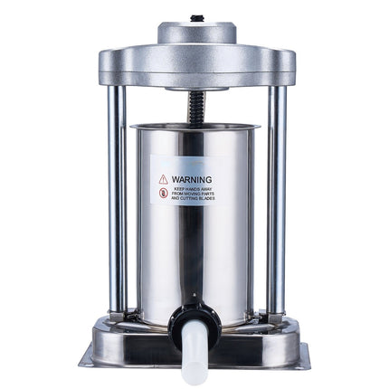 Manual Vertical Sausage Stuffer, 2L, Stainless Steel, 2 Tubes