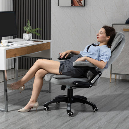 Masāžas krēsls, biroja krēsls, spēļu krēsls, regulējams augstumā, ergonomisks, PU riteņi, pelēks, 67x74x107-116 cm