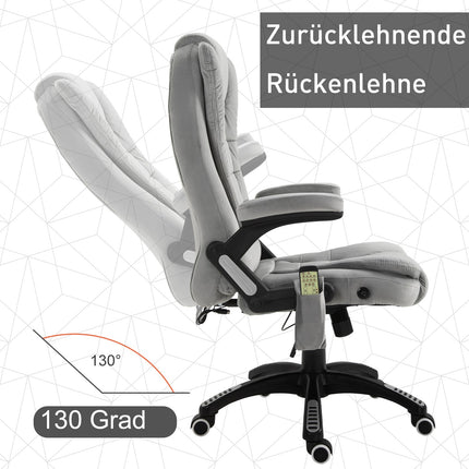 Masāžas krēsls, biroja krēsls, spēļu krēsls, regulējams augstumā, ergonomisks, PU riteņi, pelēks, 67x74x107-116 cm