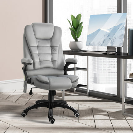 Masāžas krēsls, biroja krēsls, spēļu krēsls, regulējams augstumā, ergonomisks, PU riteņi, pelēks, 67x74x107-116 cm