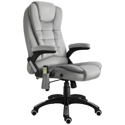 Masāžas krēsls, biroja krēsls, spēļu krēsls, regulējams augstumā, ergonomisks, PU riteņi, pelēks, 67x74x107-116 cm