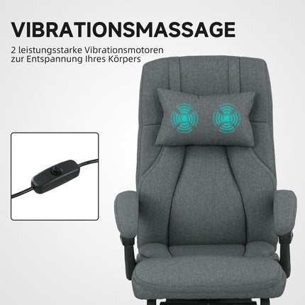 Masāžas biroja krēsls, USB ports, grozāmi riteņi, tumši pelēks