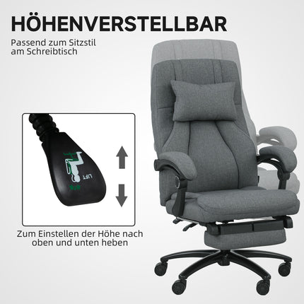 Masāžas biroja krēsls, USB ports, grozāmi riteņi, tumši pelēks