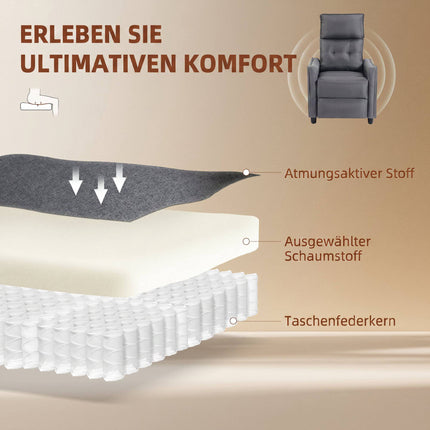 Masāžas krēsls ar kāju balstu, 160 grādu atzveltne, pelēks