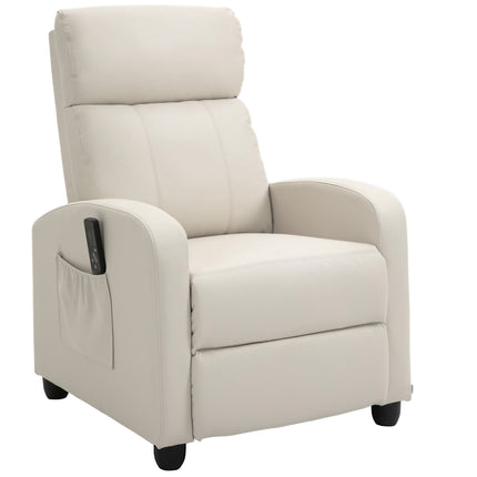 Massage Recliner Chair with Remote Control, 8 Modes, 150° Recline, Cream White